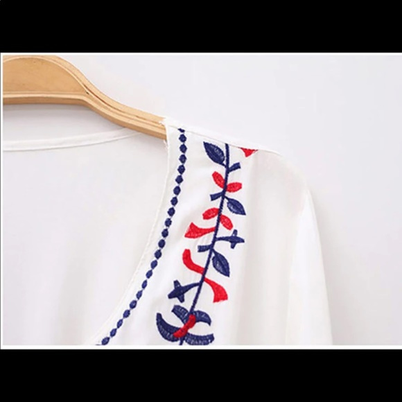 Embroidery Floral Boho Sexy Beach Coverup Dress - Picture 4 of 8